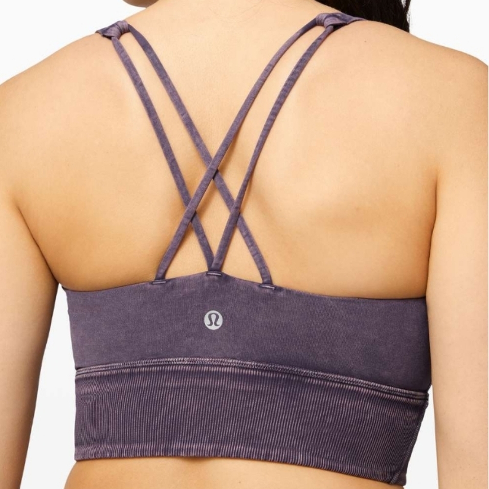Lululemon Athletica Free To Be Bra Long Line Ribbed Purple Strappy Sports Bra